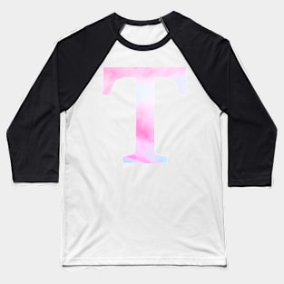 The Letter T Blue and Pink Design Baseball T-Shirt